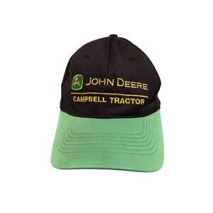 JOHN DEERE HAT CAP GREEN BLACK ADJUSTABLE 100% COTTON CAMPBELL TRACTOR CO MENS